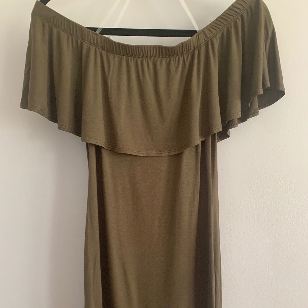 Audrey 3+1, Off the Shoulder, Bodycon, Mini Dress, Green, Women's Medium